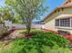 Lush green backyard featuring well-maintained lawn, mulch beds, and white privacy fence at 1140 81St S St, St Petersburg, FL 33707