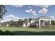 Sprawling single-story building with a covered entrance, green lawn and manicured landscaping at 13150 Empress Jewel Trl, Parrish, FL 34219