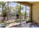 Relaxing screened-in patio surrounded by lush tropical landscaping and providing a peaceful outdoor retreat at 13217 Canopy Creek Dr, Tampa, FL 33625