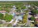Aerial view of a residential neighborhood showing mature landscaping and in-ground swimming pools at 15018 Greeley Dr, Tampa, FL 33625
