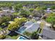 Enjoy the view of a backyard pool and a home exterior among many other residential properties and mature trees at 15018 Greeley Dr, Tampa, FL 33625