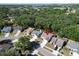 Aerial view of home in a tree-lined neighborhood shows the property's location and surrounding environment at 2033 Shadow Pine Dr, Brandon, FL 33511