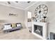Stylish living room featuring a fireplace and comfortable seating, perfect for relaxation at 21832 Crest Meadow Dr, Land O Lakes, FL 34637
