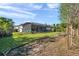 A large backyard offers a screened-in pool, a patio area, a fire pit, and plenty of green space for outdoor activities at 3208 Stevenson St, Plant City, FL 33566