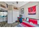 This bedroom features a ceiling fan, closet, and nice view of the backyard and pool at 3208 Stevenson St, Plant City, FL 33566