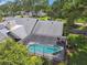 Overhead view of a screened-in pool and patio with lush greenery and trees providing privacy at 3612 Sugar Loaf Ln, Valrico, FL 33596