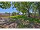 Private backyard featuring lush greenery, a swing, and mature trees, offering a peaceful retreat at 609 4Th Sw Ave, Ruskin, FL 33570