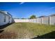 Fenced backyard featuring a lush lawn, providing an ideal space for outdoor activities at 1506 Climbing Dayflower Dr, Ruskin, FL 33570