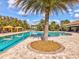 Breathtaking resort-style pool with ample seating, lush landscaping, and shaded cabanas to provide a serene outdoor space at 11248 Juglans Dr, Odessa, FL 33556