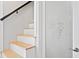Bright stairwell featuring wooden steps and a frosted glass door for the laundry room at 1617 Oak Ne St, St Petersburg, FL 33704
