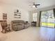 Cozy living room filled with natural light and complemented by a comfortable recliner sofa and ceiling fan at 5415 Los Robles Ct, Palmetto, FL 34221