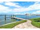 Scenic view of the dock with waterfront property and clear blue skies at 5630 Bayview Dr, Seminole, FL 33772