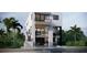 Modern three-story waterfront home featuring balconies, a pool and outdoor living spaces at 664 Geneva Pl, Tampa, FL 33606