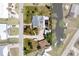 Aerial view of a house with a pool and easy canal access for boating and recreation at 112 Gause Dr, Venice, FL 34293