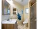 Bathroom features a vanity, mirror and glass-enclosed shower at 14323 83Rd Pl, Seminole, FL 33776