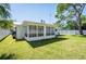 Spacious backyard features a well maintained lawn, trees, and a screened-in patio at 2019 Inner S Cir, St Petersburg, FL 33712