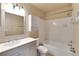 Modern bathroom with vanity, mirror, and shower-tub combination at 209 Lake Brook Cir # 104, Brandon, FL 33511