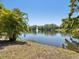 Scenic lake view featuring lush greenery and a water fountain, offering a serene natural backdrop at 2644 2Nd Ct, Palm Harbor, FL 34684