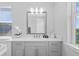 Bathroom featuring vanity with sink, mirror, and window providing natural light at 28355 Picana, Wesley Chapel, FL 33543