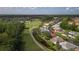 Wide aerial of homes backing onto a lush golf course surrounded by mature trees at 29250 Princeville Dr, San Antonio, FL 33576