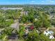 Aerial view of property in residential neighborhood near waterfront and downtown in distance at 320 Lake Maggiore S Blvd, St Petersburg, FL 33705