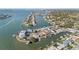 Panoramic aerial view of a waterfront community featuring canals, homes, and direct access to the open water at 4544 Harbor Hills Dr, Largo, FL 33770