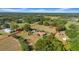 Large parcel aerial view features single-Gathering home, outbuildings, and open space, all clearly defined by the red outlined boundaries at 4615 Keene Rd, Plant City, FL 33565