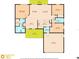 Detailed floor plan with dimensions shows layout of bedrooms, living areas, kitchen, bathrooms, and garage at 1849 Diane Dr, Clearwater, FL 33759