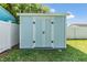 Exterior view of the backyard storage shed at 2808 W Lake Ave, Tampa, FL 33607