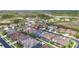 Stunning aerial view of residences featuring mature trees, enclosed porches and access to highways and local businesses at 32203 Wenlock Loop, Wesley Chapel, FL 33543
