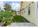 Exterior view of artificial turf backyard, ideal for a low maintenance home at 701 S Boulevard, Tampa, FL 33606
