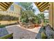 Landscaped backyard featuring custom stone spa, lush greenery and comfortable seating at 701 S Boulevard, Tampa, FL 33606