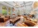 Spacious living room featuring hardwood floors, coffered ceilings, and leather furniture at 701 S Boulevard, Tampa, FL 33606