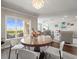 Bright living area with water views, chandelier, and hardwood floors at 2087 Edgewater Dr # C, Clearwater, FL 33755