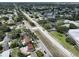 Aerial view of the home and neighborhood street, showcasing tree-lined streets at 3491 58Th N St, St Petersburg, FL 33710