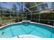 Beautiful screened-in pool area with a luxurious spa and lush greenery provides a private outdoor oasis at 40 Gretchen Ct, Oldsmar, FL 34677