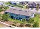 Aerial view of the townhouses showcasing the balconies and patios, as well as the community's walking path at 4663 Almada Ln, Wesley Chapel, FL 33543