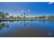 Beautiful water view of a community pond with palm trees and docks under a clear blue sky at 47 W Morgan St, Tarpon Springs, FL 34689