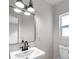 Updated bathroom featuring new vanity, mirror, lighting, and toilet, creating a clean and modern space at 5833 Dartmouth N Ave, St Petersburg, FL 33710