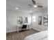 Bedroom featuring hard floors, ceiling fan, work station with arched mirrors at 5833 Dartmouth N Ave, St Petersburg, FL 33710