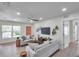 Open living room boasts lots of natural light, neutral tones, and wood floors at 5833 Dartmouth N Ave, St Petersburg, FL 33710