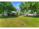 Spacious backyard with lush green grass and mature trees for shade and privacy at 7110 N Rome Ave, Tampa, FL 33604