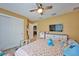 Inviting bedroom featuring a ceiling fan and a closet with white doors at 12037 Conway St, Spring Hill, FL 34609