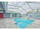 Inviting screened-in pool with basketball hoop, perfect for relaxation and recreation at 12037 Conway St, Spring Hill, FL 34609
