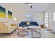 Bright living room with modern furniture, wood-look floors, and ample natural light at 125 11Th Ave, Indian Rocks Beach, FL 33785