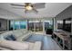 Bright living room with water views, featuring a plush sofa and sliding glass doors at 2700 Bayshore Blvd # 9209, Dunedin, FL 34698