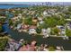Overhead view of canal-front properties, complete with personal docks and swimming pools nestled among tropical foliage at 511 Erie Ave, Tampa, FL 33606