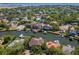 An aerial view of homes on a canal surrounded by lush green trees, each with a private boat dock at 511 Erie Ave, Tampa, FL 33606