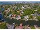Picturesque aerial shot showcasing waterfront homes with boat docks on a serene canal, surrounded by mature trees at 511 Erie Ave, Tampa, FL 33606