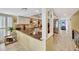 Bright kitchen featuring granite countertops, modern appliances, and an adjacent hallway at 234 Dolphin Pt # 1, Clearwater Beach, FL 33767